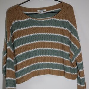 American Eagle Striped Crop Sweater (Medium)